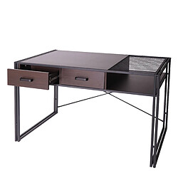 Decoshop26 Bureau d'ordinateur avec tiroirs et compartiment de rangement design industriel 76x120x70cm brun foncé 04_0001449 