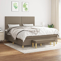 vidaXL Sommier à lattes de lit avec matelas Taupe 180x200 cm Tissu