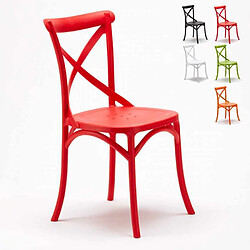 Ahd Amazing Home Design Chaise de cuisine et restaurant en polypropylène Vintage Paesana Cross design, Couleur: Rouge