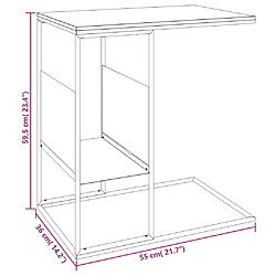 vidaXL Table d'appoint Noir 55x36x59,5 cm Bois d'ingénierie pas cher