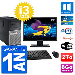 PC Tour Dell 9010 Ecran 19" Intel i3-3220 RAM 8Go Disque Dur 2To Windows 10 Wifi - Occasion