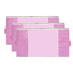 3PCS Organisateurs De Sac De Rangement Pliable Vêtements Stockage De Plume Rose Horizontal