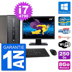 PC Tour HP 800 G1 Ecran 19" Intel i7-4790 RAM 8Go Disque 250Go Windows 10 Wifi - Occasion