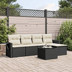 Maison Chic Ensemble Tables et chaises d'extérieur 6pcs avec coussins,Salon de jardin noir résine tressée -GKD135201