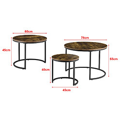 Acheter Lot de 3 tables basses gigognes Arvidsjaur Effet bois foncé Rondes [en.casa]