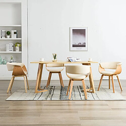 Maison Chic Lot de 4 Chaises à manger,Chaise pour cuisine crème bois courbé et similicuir -MN24711