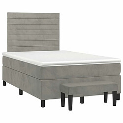 Avis Maison Chic Lit Adulte - Lit simple Lit à sommier tapissier et matelas moelleux - Meuble de Chambre - Gris clair 120x200cm Velours -MN26765