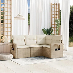 Maison Chic Salon de jardin avec coussins 4 pcs, Ensemble Tables et chaises de jardin,, Ensemble Tables et chaises de jardin, beige résine tressée -GKD194760