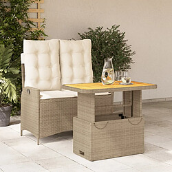 Maison Chic Ensemble à manger d'extérieur 2 pcs avec coussins,Salon de jardin,Mobilier de jardin beige poly rotin -GKD894068