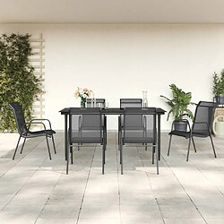 vidaXL Ensemble à manger de jardin 7 pcs noir textilène et acier