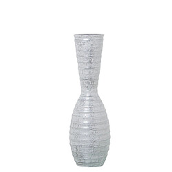 Vase de sol Alexandra House Living Blanc Argenté Céramique Rayures 18 x 18 x 56 cm