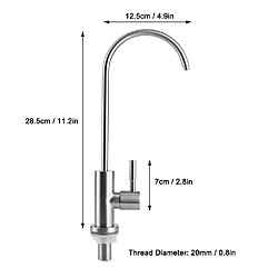 ComfortXL Robinet de cuisine en acier inoxydable 304 g1/2in pour système de filtration de l'eau ro