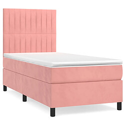 Maison Chic Lit adulte- Lit + matelas,Sommier à lattes de lit et matelas Rose 80x200 cm Velours -GKD34827