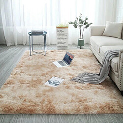 LUUCOZK Tapis à poils longs doux et moelleux pour chambre et salon - Camel beigecouleur-100x160cm