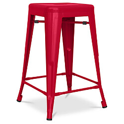 ICONIK INTERIOR Tabouret de bar - Design industriel - Acier mat - 60cm - Nouvelle édition - Stylix Rouge 