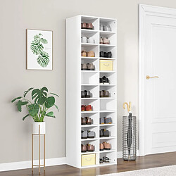 vidaXL Armoire à chaussures Blanc 54x34x183 cm Bois d'ingénierie