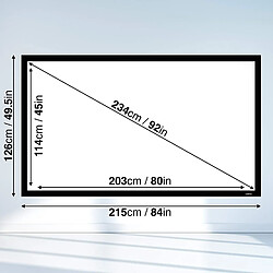 Duronic Ecran de Projection Fixe FFPS92 /169 de 92 Pouces ou 234 cm – Ratio 16:9 – Monture en métal avec revêtement Velours et Toile Extensible Anti-pli – Installation Murale idéale pour Home cinéma