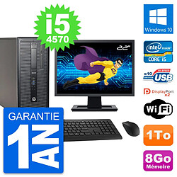 PC Tour HP EliteDesk 800 G1 Ecran 22" i5-4570 RAM 8Go Disque 1To Windows 10 Wifi - Occasion