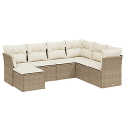 vidaXL Salon de jardin avec coussins 7 pcs beige résine tressée