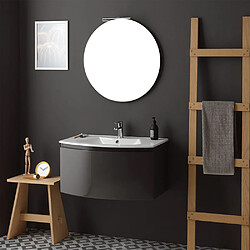 Kiamami Valentina ARMOIRE DE TOILETTE AVEC VASQUE MURALE GRIS ANTHRACITE MIROIR ROND | RIVA 