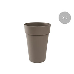 Lot de 2 Pots de fleur rond Toscane Ø 44 x H.53 cm Taupe - Eda