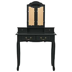 Avis vidaXL Ensemble de coiffeuse avec tabouret Noir 80x69x141 cm Paulownia