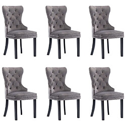 Decoshop26 Lot de 6 chaises de salle à manger cuisine design classique velours gris CDS022511