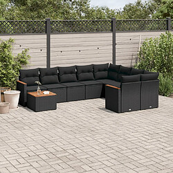 Maison Chic Salon de jardin 10 pcs avec coussins, Ensemble Tables et chaises d'extérieur noir résine tressée -GKD969574