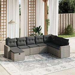 Maison Chic Ensemble Tables et chaises d'extérieur 8 pcs avec coussins,Salon de jardin gris résine tressée -GKD353535