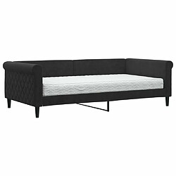 Maison Chic Lit de jour avec matelas, Lit de repos Lit d'invité pour Salon Chambre,Canapé-lit noir 100x200 cm velours -MN67624