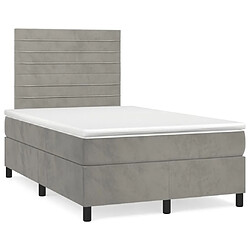 vidaXL Sommier à lattes de lit et matelas Gris clair 120x200cm Velours