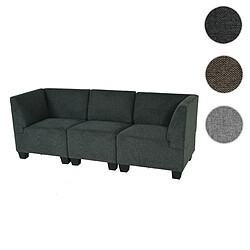 Mendler Modular Canapé 3 places Lyon, tissu/textile ~ gris anthracite, accoudoirs hauts 