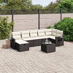 vidaXL Salon de jardin 8 pcs avec coussins noir résine tressée