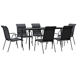 vidaXL Ensemble à manger de jardin 7 pcs noir textilène et acier