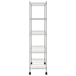 Avis vidaXL Étagère de rangement 5 niveaux roues 75x35x155 cm Chrome 250 kg