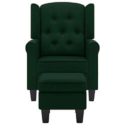 vidaXL Fauteuil avec repose-pied Vert foncé Tissu