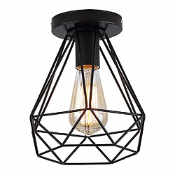 Stoex Retro Industrielle Plafonnier en Métal Noir Cage,Mini Suspension Plafonnier,suspension luminaire chambre,Plafonnier industriel pour entrée,allée, porche,couloir,chambre,Café Bar