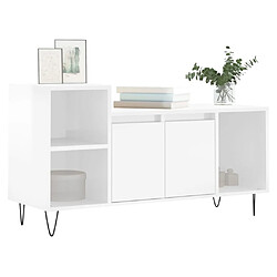 Avis Maison Chic Meuble TV scandinave - Banc TV pour salon Blanc brillant 100x35x55 cm Bois d'ingénierie -MN40217