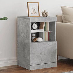 Maison Chic Commode Buffet - Meuble de rangement avec lumières LED gris béton 41x37x67 cm -GKD47074