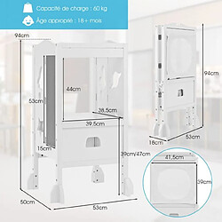 Avis Helloshop26 Tabouret d'apprentissage pour enfant pliable 2 hauteurs réglable filet de sécurité et rails de protection jusqu'à 60 kg blanc 20_0006561