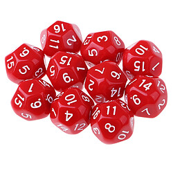 10pcs 16 faces d16 14mm acrylique opaque dés pour jeu de rôle rpg rouge