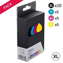 TONER SERVICES Compatibles Brother LC1000VALBP Pack 25 Cartouches génériques noires et couleurs (série Lune)