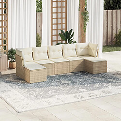 vidaXL Salon de jardin avec coussins 7 pcs beige résine tressée 