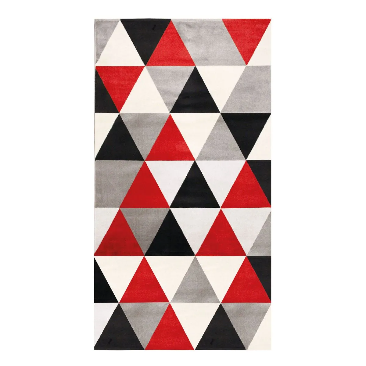 Thedecofactory GEO SCANDI - Tapis toucher laineux motif triangles rouge 80x150