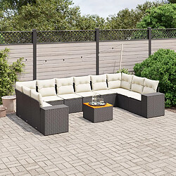 vidaXL Salon de jardin 11 pcs avec coussins noir résine tressée 