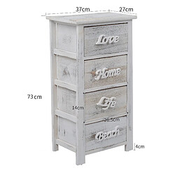 Mobili Rebecca Chiffonnier Meuble 4 Tiroirs Bois Blanc Shabby 73x37x27