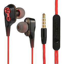 Wewoo Écouteurs rouge pour iPhone, Samsung, HTC, Sony et autres smartphones Dual Driver intra-auriculaires filaire 3,5 mm stéréo avec micro,