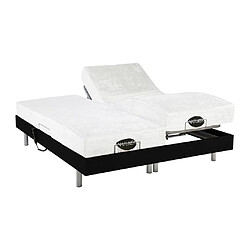 Avis Vente-Unique Lit électrique de relaxation tout plots + matelas mémoire de forme et bambou - 2 x 90 x 200 cm - Noir - LYSIS III de NATUREA