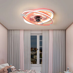 Avis Universal Lampe ventilateur de plafond de 55 cm, 220V éclat tricolore 57W maison chambre à coucher lampe ventilateur de plafond de dessin animé lustre intégré, rose