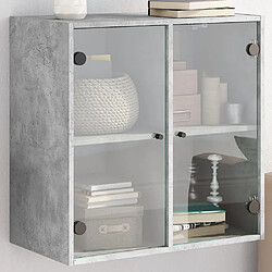 vidaXL Armoire murale avec portes en verre gris béton 68x37x68,5 cm